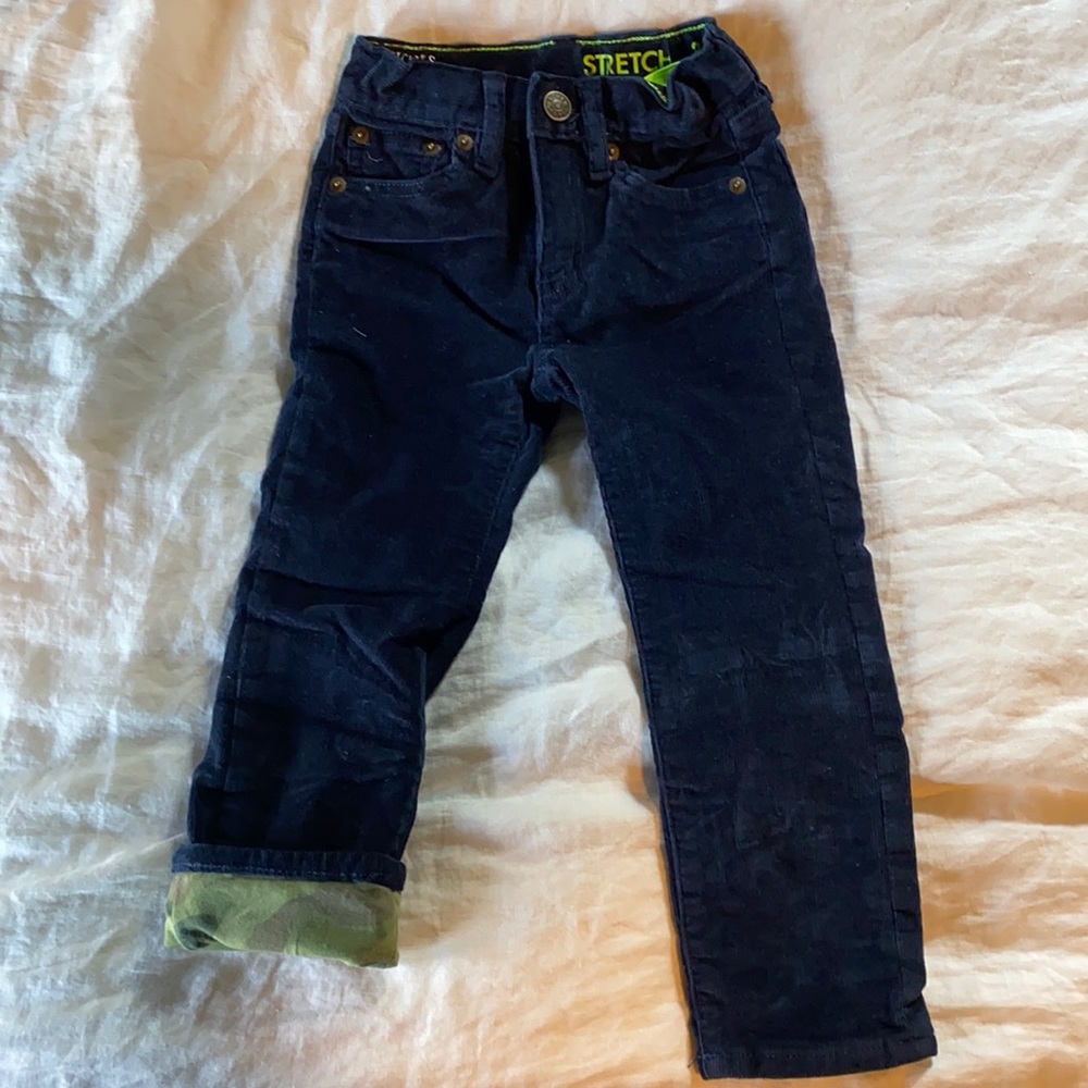 J Crew Navy Blue Camo Lined Corduroy Pants 3T